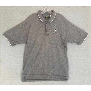 Disney Grumpy Golf Polo Shirt Men L Gray Short Sleeve Cotton Golf Embroidered